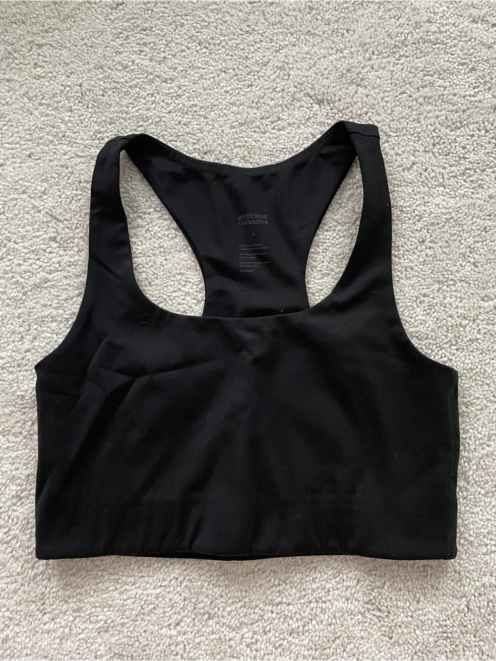Girlfriend Collective Black Racerback Crop Sports Bra